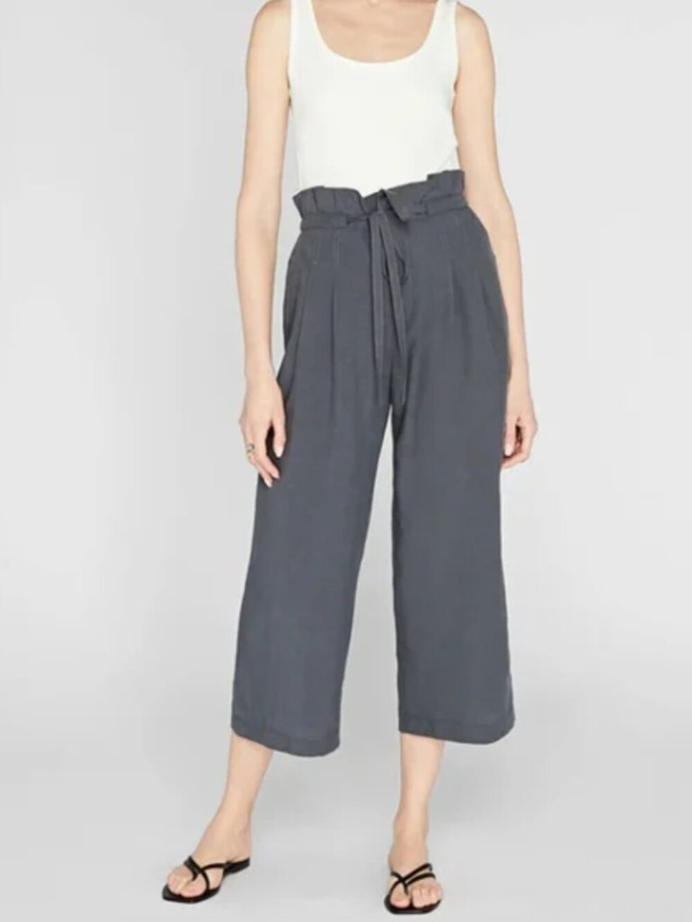 Club Monaco Paper Bag High Waist Linen Blend Pants - Slate Blue - Size 8